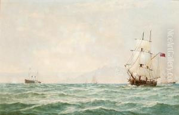 Shipping Off The Coast Oil Painting by George Stanfield Walters