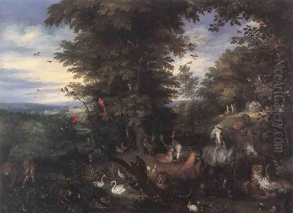 Adam and Eve in the Garden of Eden 1610s Oil Painting by Jan The Elder Brueghel