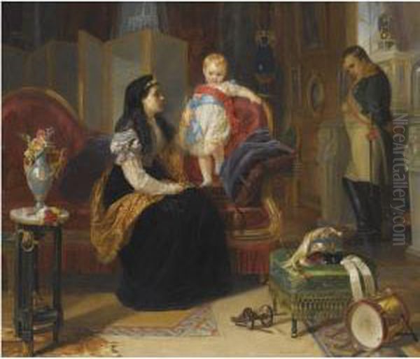 First Interview Of The Divorced Empress Josephine With The Kingof Rome Oil Painting by Henrietta Mary Ward