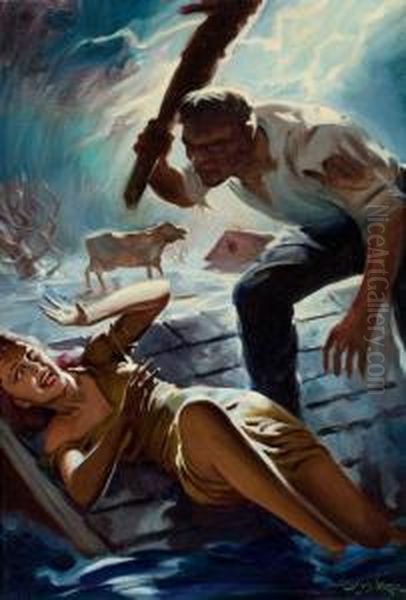 Speed Adventure Stories Cover Oil Painting by Hugh Joseph Ward