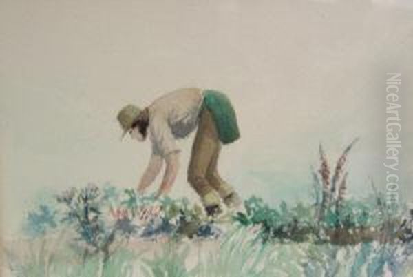 Ward - Potato Worker Oil Painting by John E. Ward