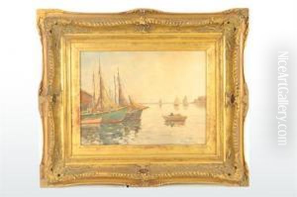 Rhode Island Fishing Boats Oil Painting by William Ii Ward