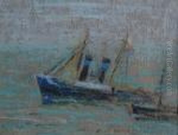 Boat In North Sea Oil Painting by Elizabeth Fisher Washington