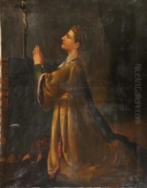 A Full Length Portrait Of Queen Elizabeth Of Hungary Oil Painting by Samuel Watson