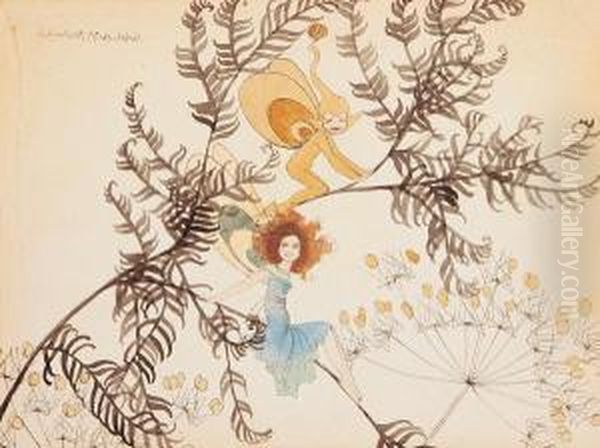 Fairy And Elf Oil Painting by Elizabeth Mary Watt