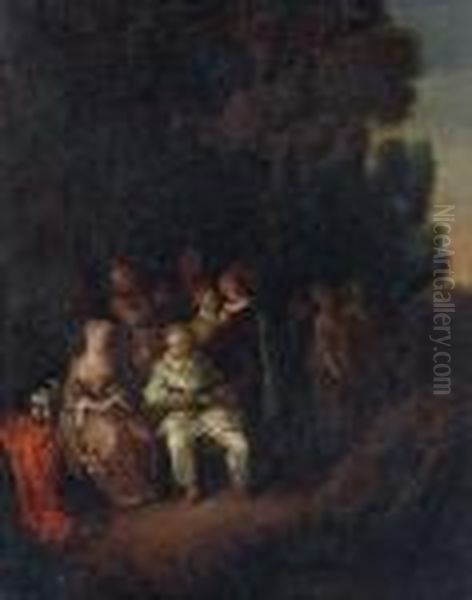 La Serenade Italienne Oil Painting by Jean-Antoine Watteau