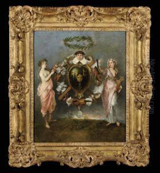 The Union Of Comedy And Music Oil Painting by Jean-Antoine Watteau