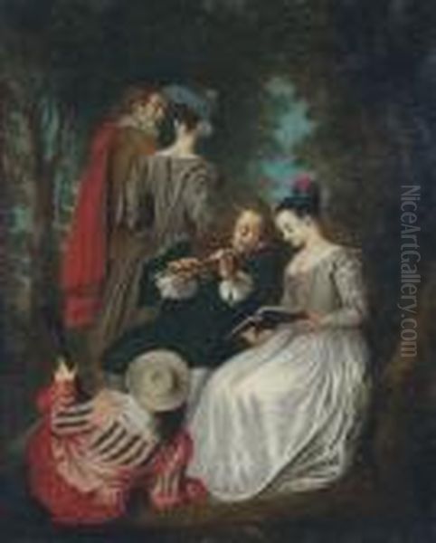 L'accord Parfait Oil Painting by Jean-Antoine Watteau