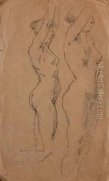 Akt Podwojny Oil Painting by Marian, Michal Wawrzeniecki