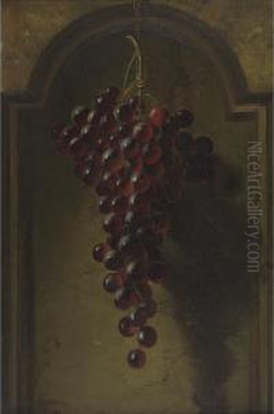 Hanging Grapes In A Niche Oil Painting by Andrew John Henry Way