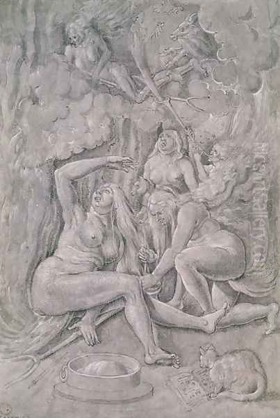 The Witches' Sabbath c.1515 Oil Painting by Hans Baldung Grien