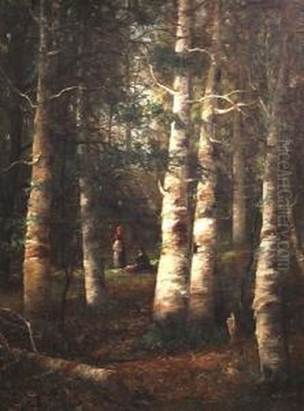 Two Ladies In The Woods Oil Painting by Wesley Elbridge Webber