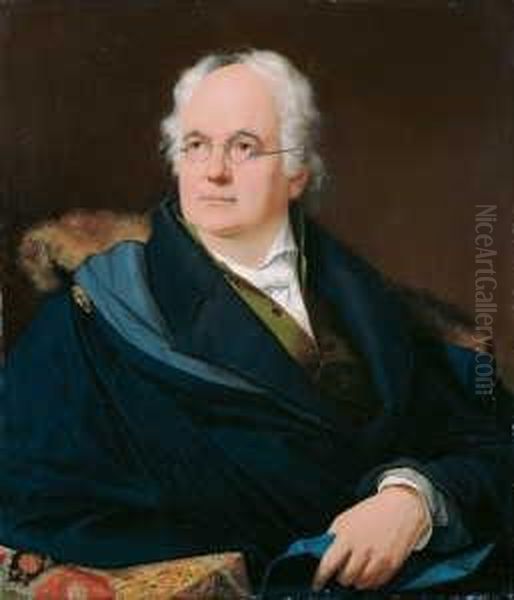 Bildnis Eines Grauhaarigen Herrn. Oil Painting by Joseph Weber