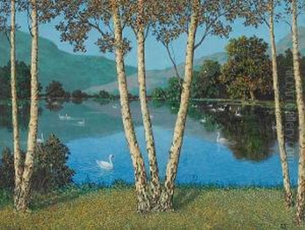 The Swannery Oil Painting by Samuel Webley