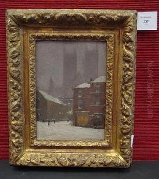 Lincoln Cathedral In The Snow Oil Painting by Alfred George Webster