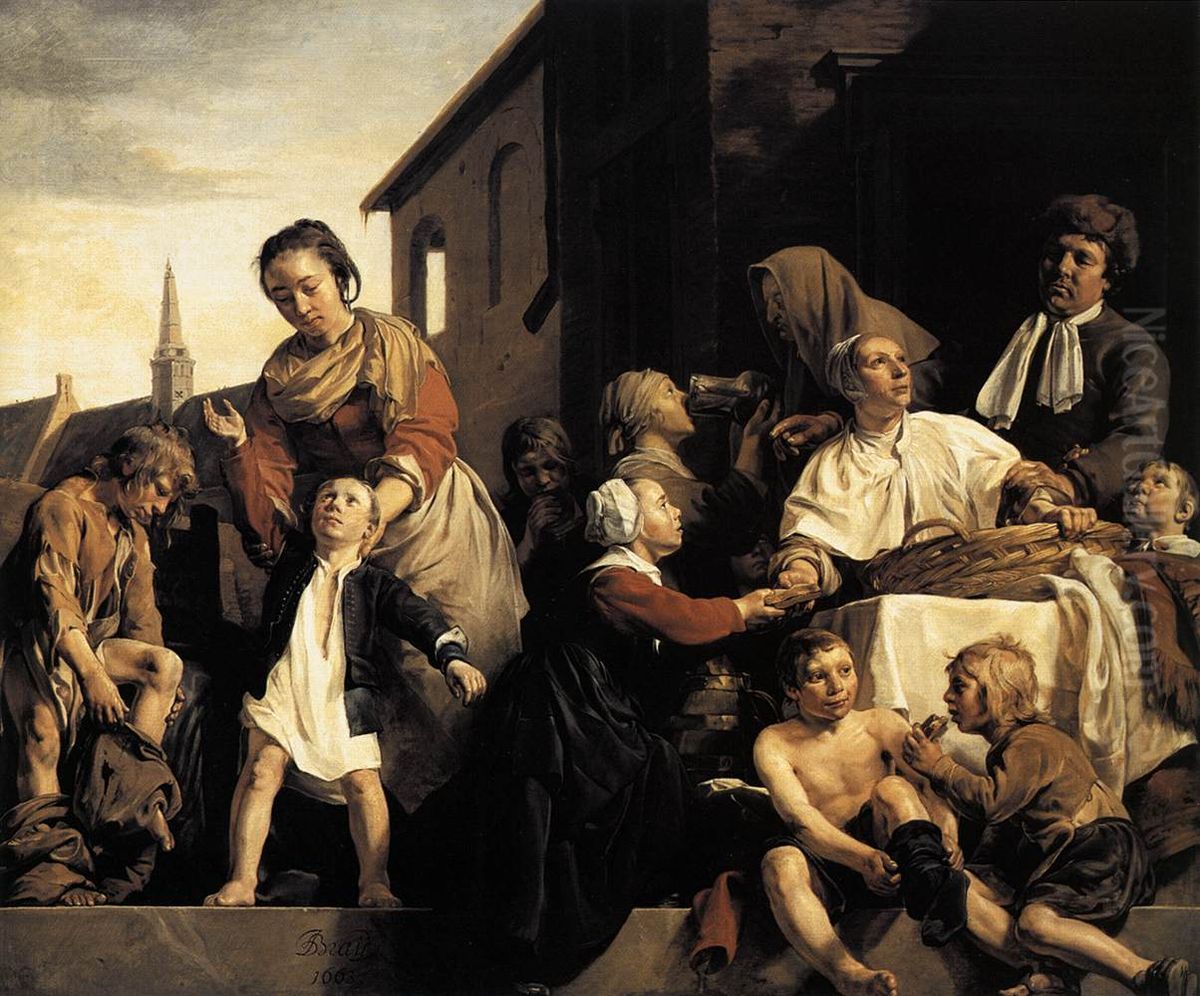 Tending Children at the Orphanage in Haarlem Oil Painting by Jan De Bray