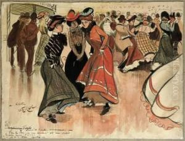 Scene De Bal Populaire Oil Painting by Lucien Henri Weil Weiluc