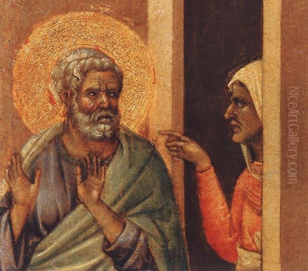 Christ Mocked (detail 2) 1308-11 Oil Painting by Duccio Di Buoninsegna