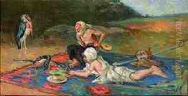 Le Charmeur De Serpents Oil Painting by Albert Weisgerber