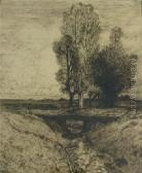 Landscape With Tree And Bridge Oil Painting by Paul Weiss