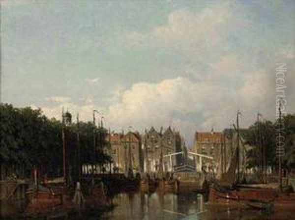 The Harbour Of Rotterdam In Summer Oil Painting by Jan Weissenbruch