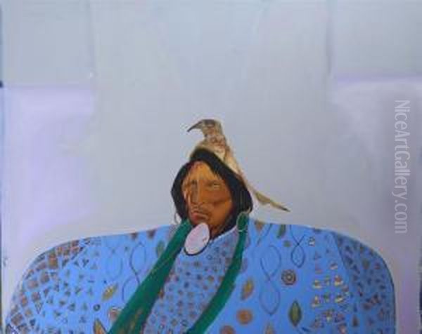 American Indian Oil Painting by Wells, J.