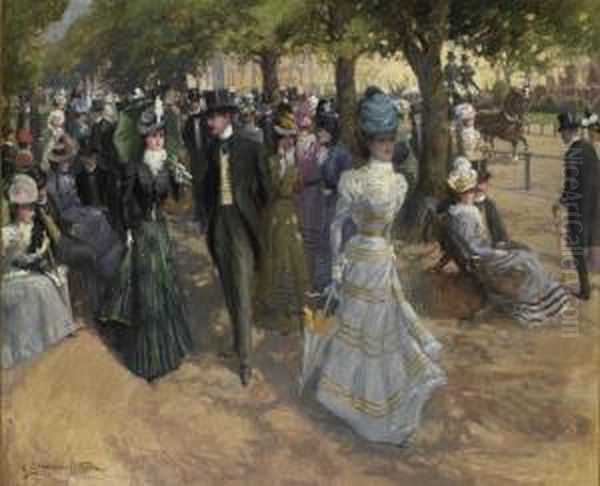 Church Parade, Hyde Park Oil Painting by John Sanderson Wells