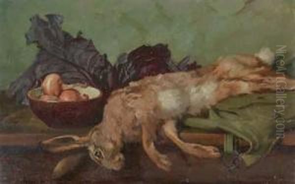 Stilleben Mit Hase Oil Painting by Wenzel Hermann Wendlberger