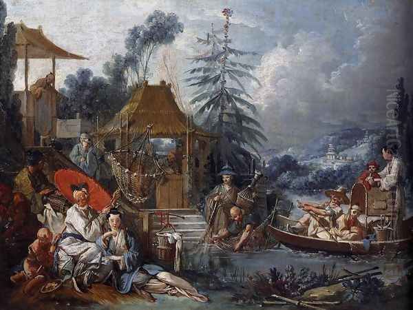 La Pêche chinoise 1742 Oil Painting by Francois Boucher
