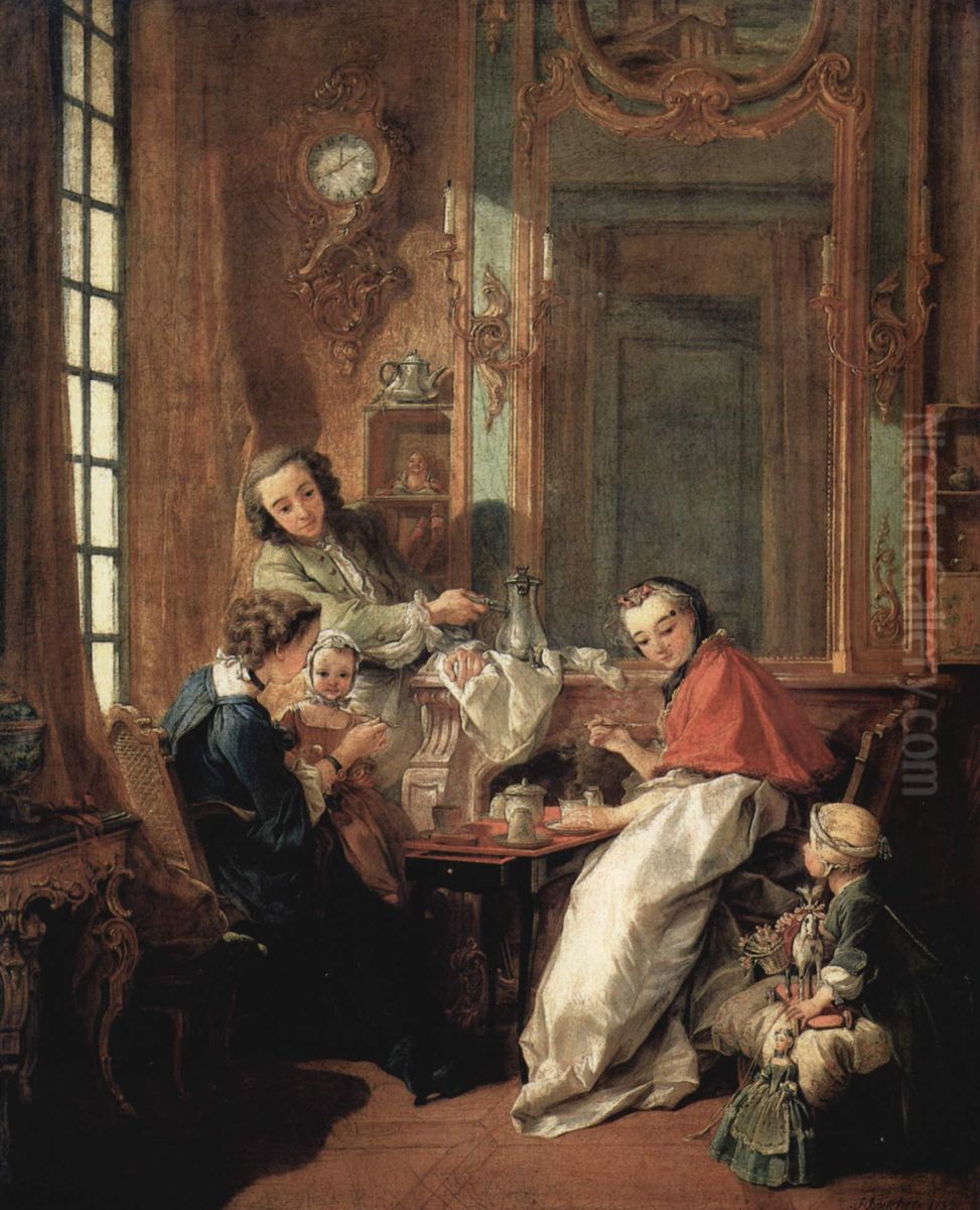 Morning Coffee Oil Painting by Francois Boucher