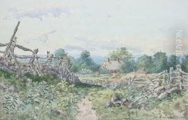 Country Scene Oil Painting by Daniel F. Wentworth