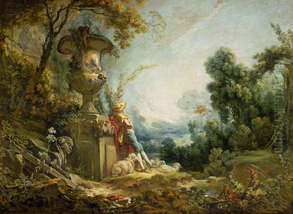 Pastorale ou Jeune berger dans un paysage Oil Painting by Francois Boucher