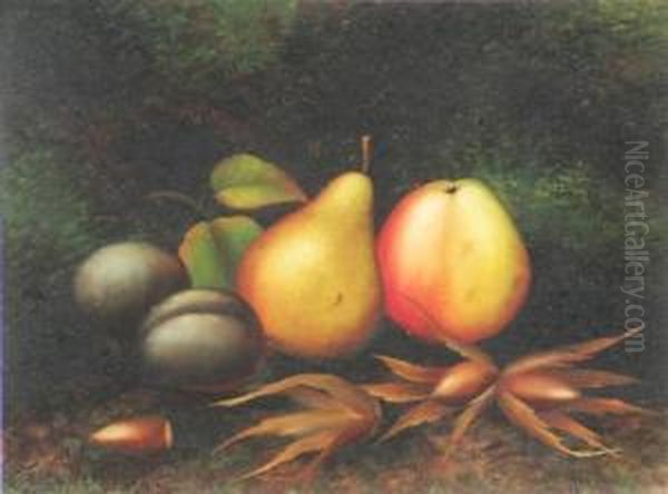Still Life Of Apples, Pears And Plums Oil Painting by Carl Friedrich H. Werner