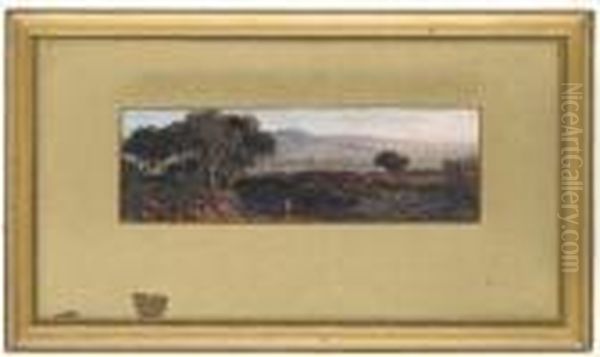 Fishermen Beside A River Oil Painting by J. Westall