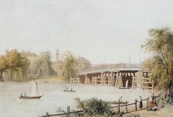 Staines Bridge Oil Painting by William Westall