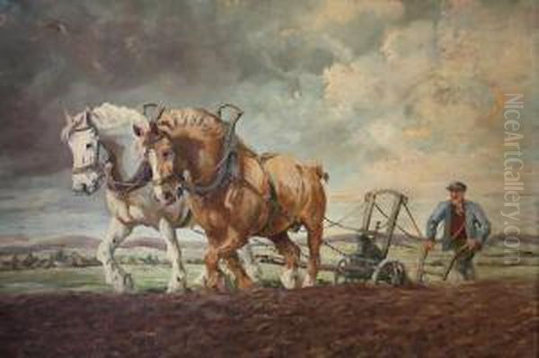 Gespann Beim Pflugen Oil Painting by Wilhelm Westerop