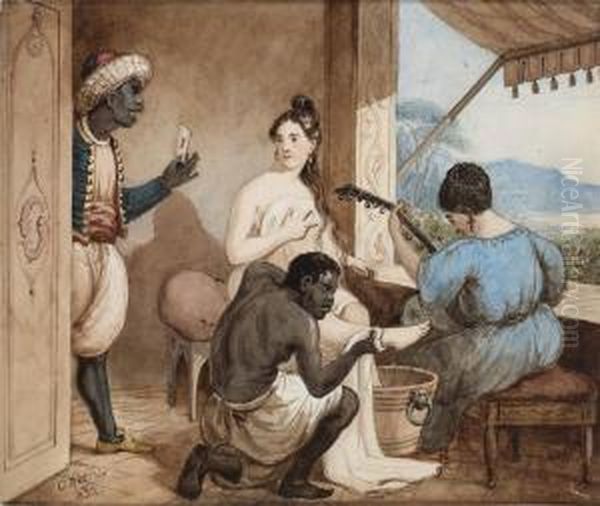 Morgontoilette Oil Painting by Alexander Wetterling