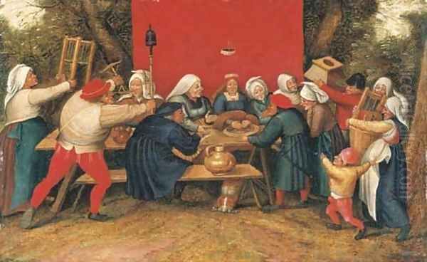 Presents being given to the bride Oil Painting by Pieter The Younger Brueghel