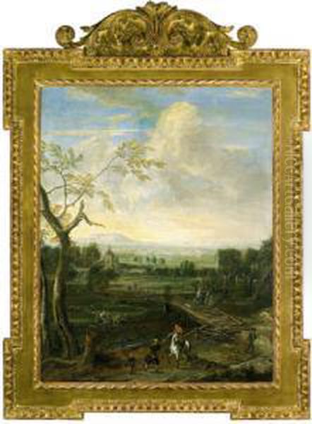 Ampio Paesaggio In Territorio Prealpino Con Un Guado Oil Painting by Jakob Christoph Weyermann
