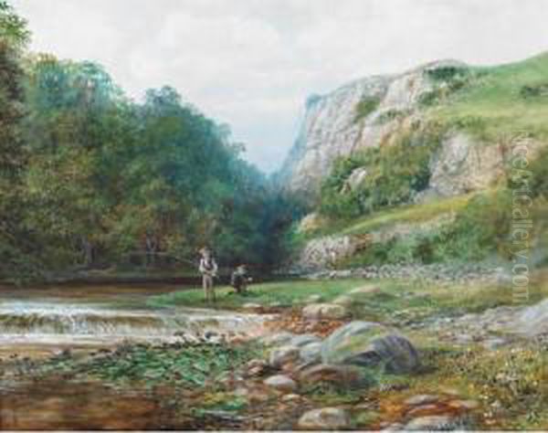 Spring Fishing Scene Oil Painting by Robert Heard Whale