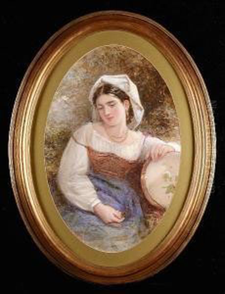 A Young Italian Girl Oil Painting by Henry Whatley