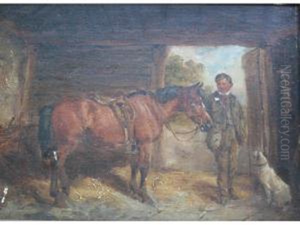 Stable Boy With A Pony And A Dog Oil Painting by John Alfred Wheeler
