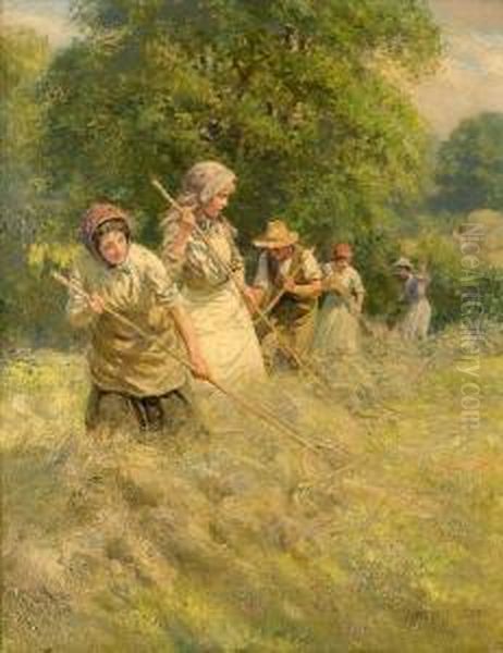 Haymaking Oil Painting by Rowland Wheelwright