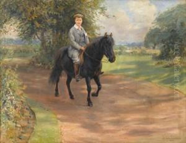 The Black Pony Oil Painting by Rowland Wheelwright