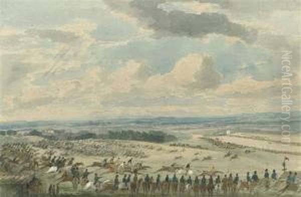 The Derby Stakes, Tattenham Hill Oil Painting by C. John Mayle Whichelo