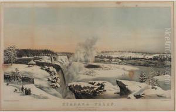 Niagara Falls, In The Winter Of 1855-56, From The New York Side (see Norton P. 108) Oil Painting by Whitefield, Edwin