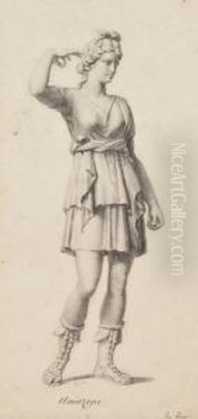 Amazone Oil Painting by Jean Baptiste Joseph Wicar