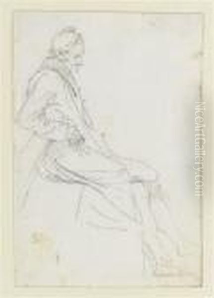 A Seated Man Oil Painting by Jean Baptiste Joseph Wicar