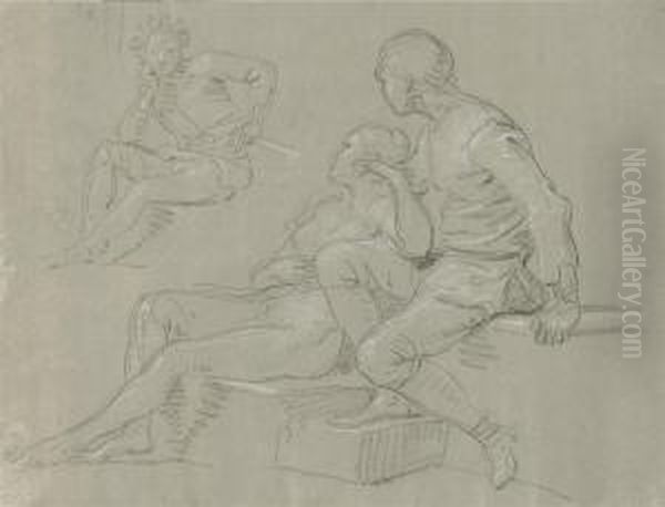 Sheets Of Figure Studies Oil Painting by Jean Baptiste Joseph Wicar