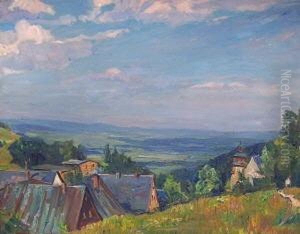 Blick Ins Hirschberger Tal Von Oberschreiberau Oil Painting by Georg Wichmann